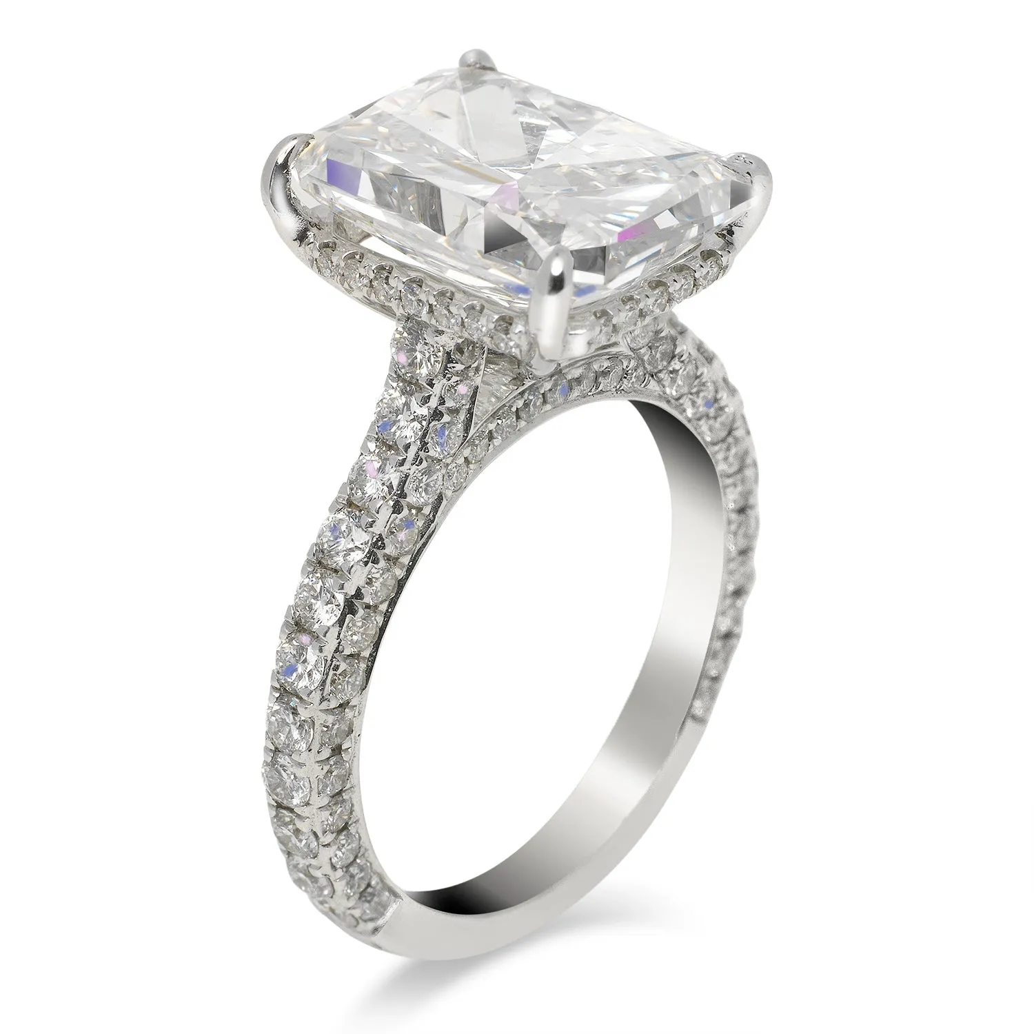 MANU 7 CARAT RADIANT CUT F COLOR VVS1 CLARITY DIAMOND ENGAGEMENT RING 18K WHITE GOLD GIA CERTIFIED 6 CT F VVS1 BY MIKE NEKTA