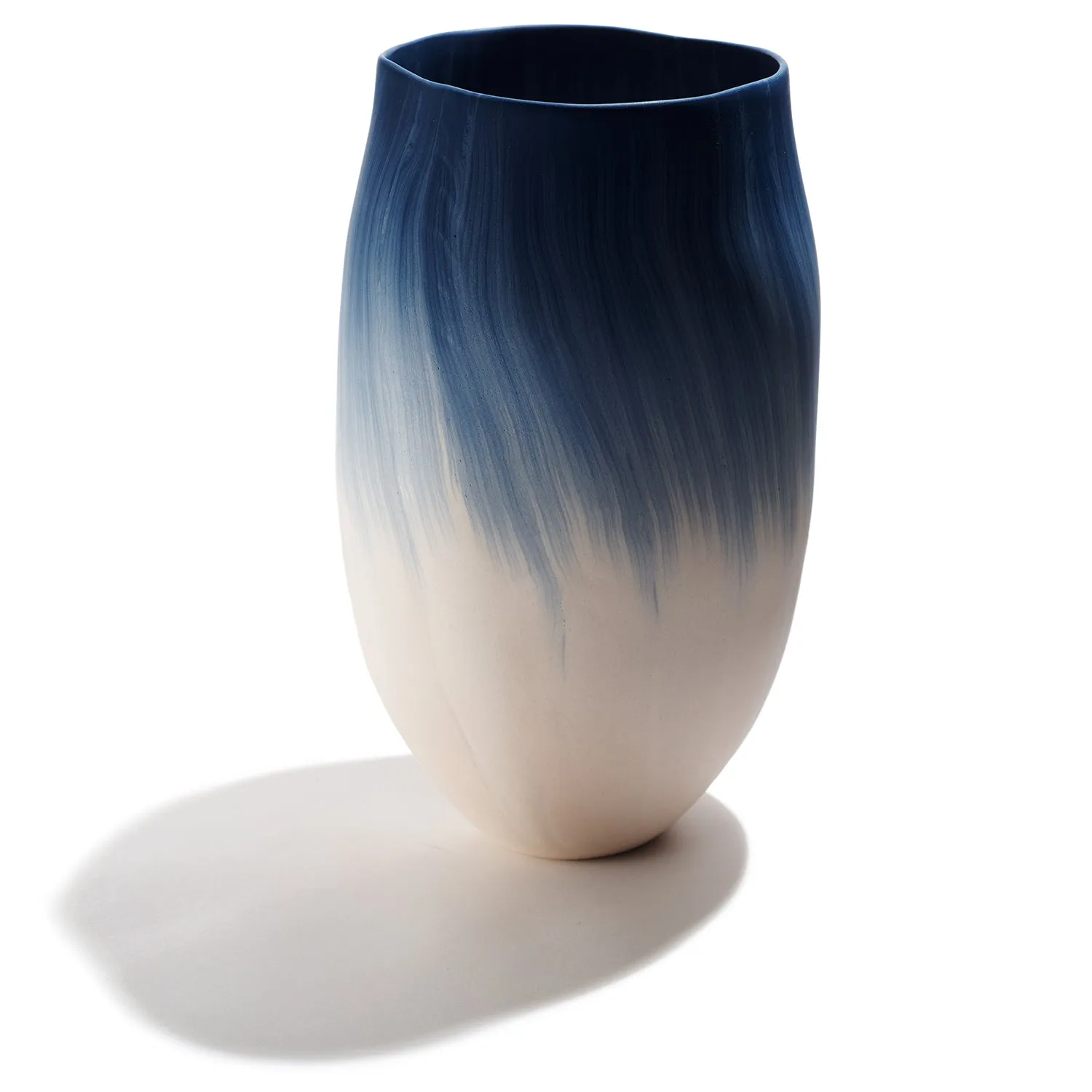 Medium Blue and White Vessel