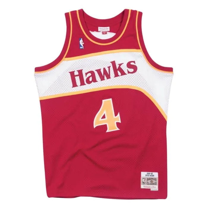 Men's Atlanta Hawks Spud Webb Mitchell & Ness Red 1986-87 Hardwood Classics Swingman Jersey