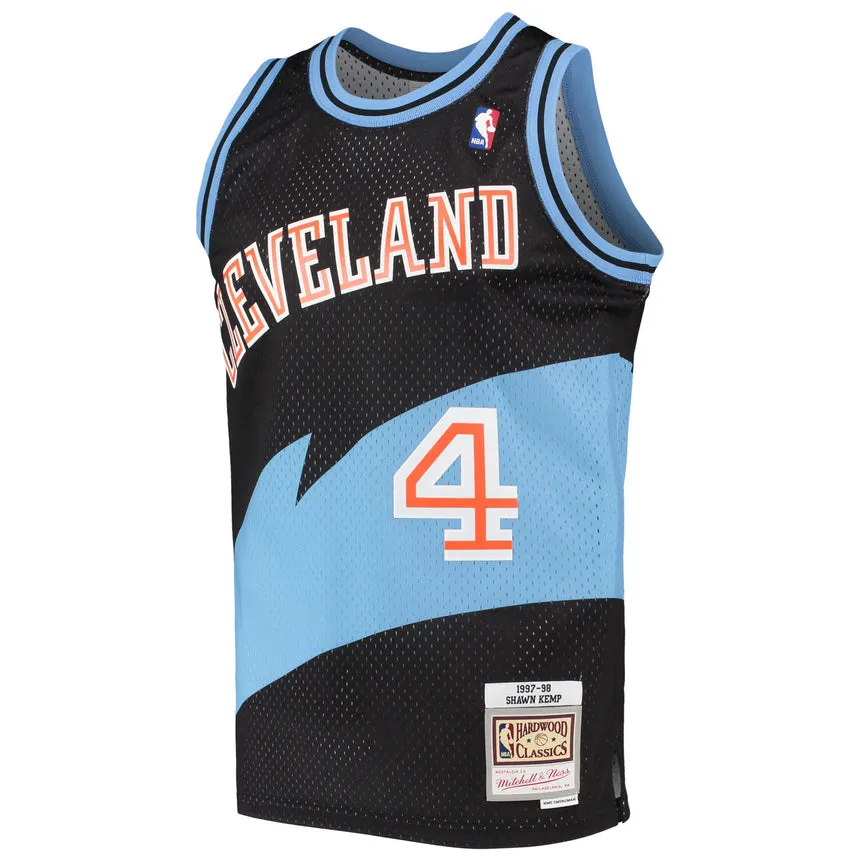 Men's Cleveland Cavaliers Shawn Kemp Mitchell & Ness Black 1997-98 Hardwood Classics Swingman Jersey