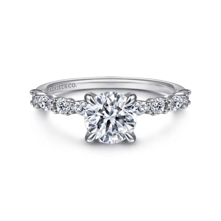 Mounting Only, 14K White Gold Diamond Engagement Ring