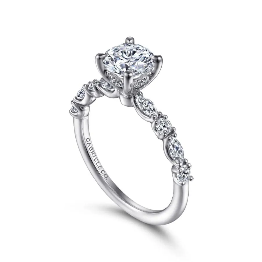 Mounting Only, 14K White Gold Diamond Engagement Ring