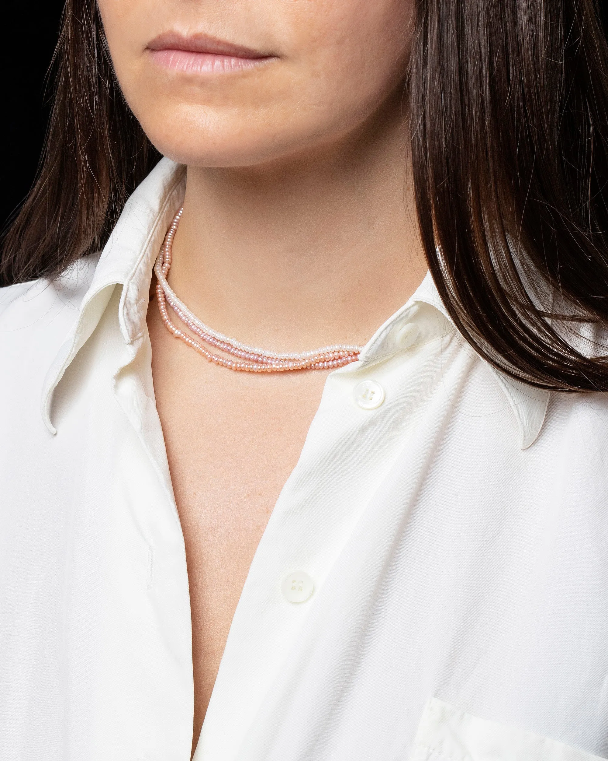 Multi Strand Seed Pearl Choker