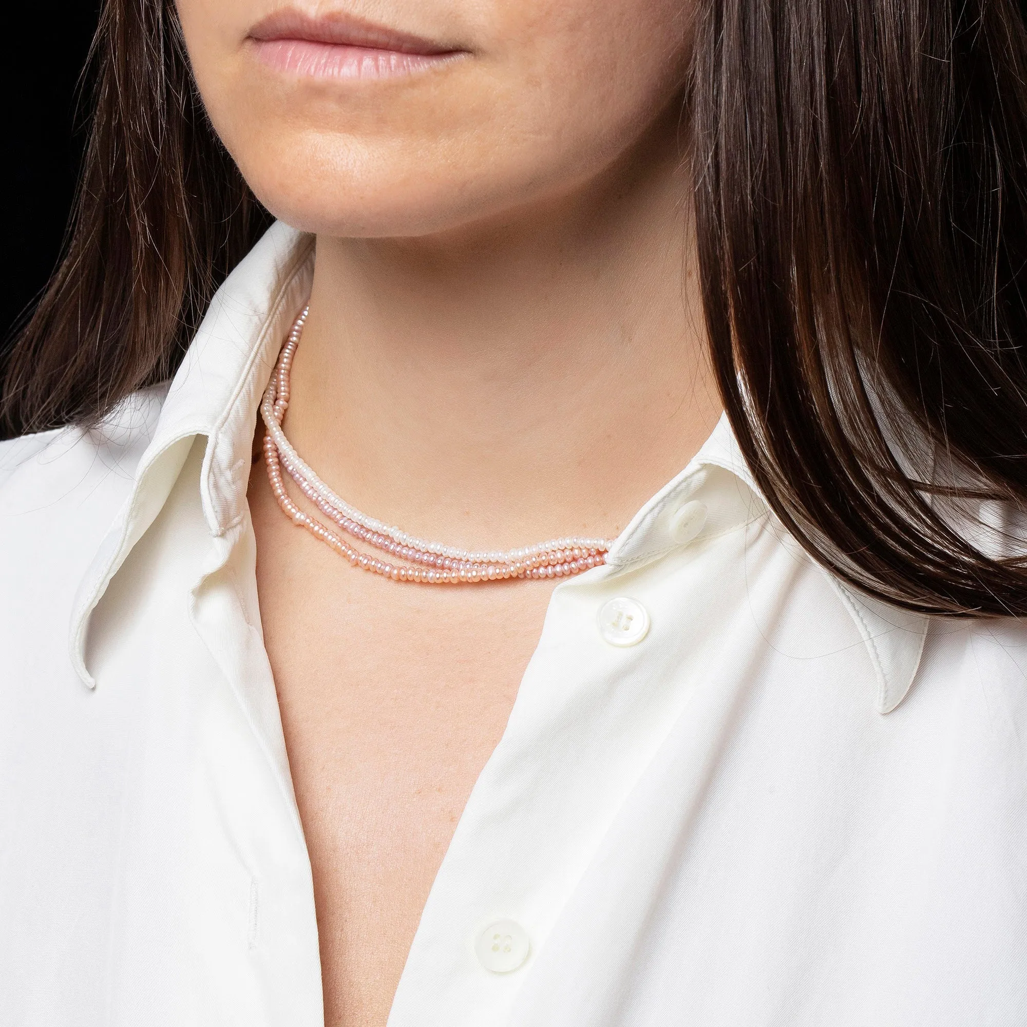 Multi Strand Seed Pearl Choker