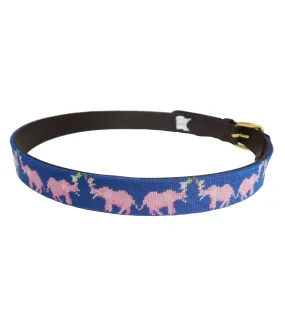 Needlepoint Belt - Pink Elephants