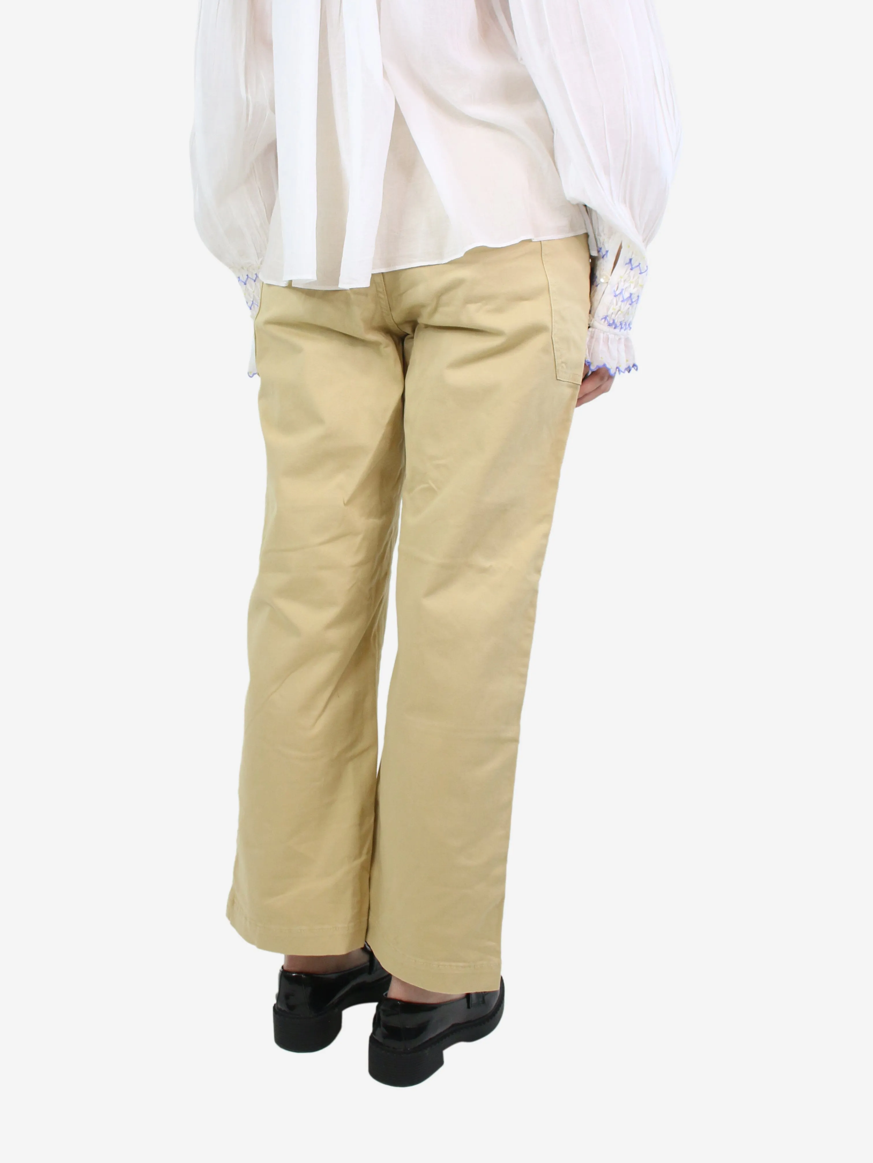 Pale yellow cotton pocket trousers - size UK 12