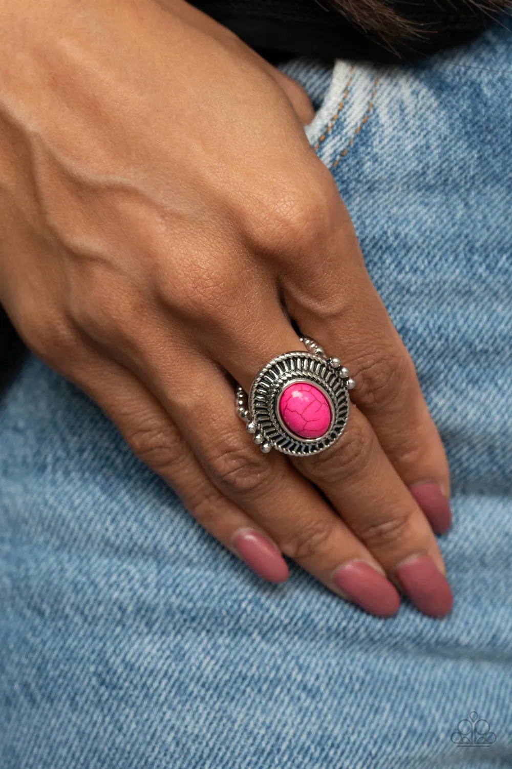 Paparazzi BADLANDS To The Bone - Pink Ring