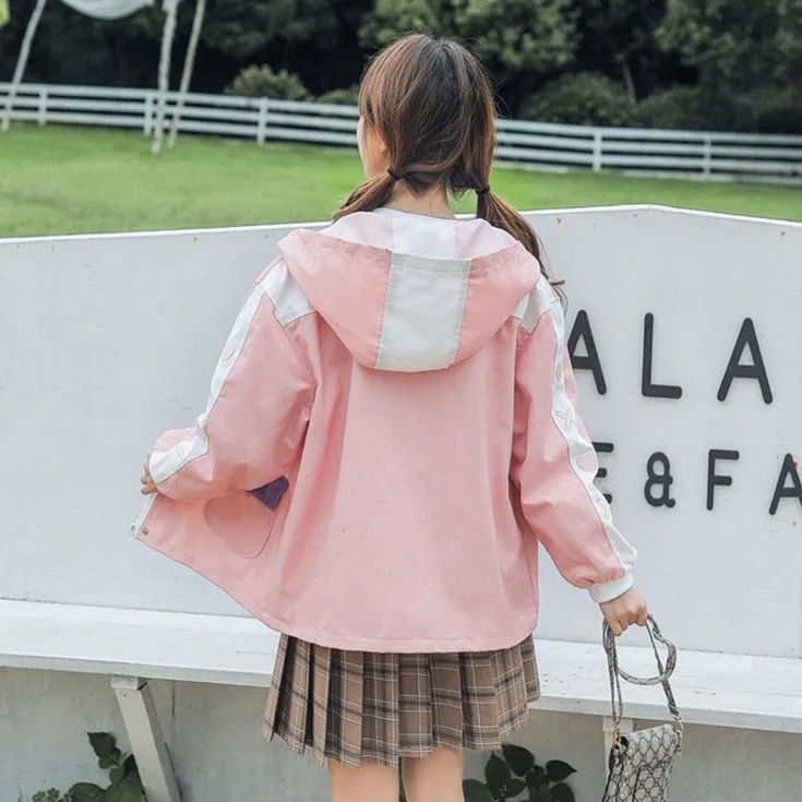 Pastel Zip-Up Jacket With Rainbow Embroidery