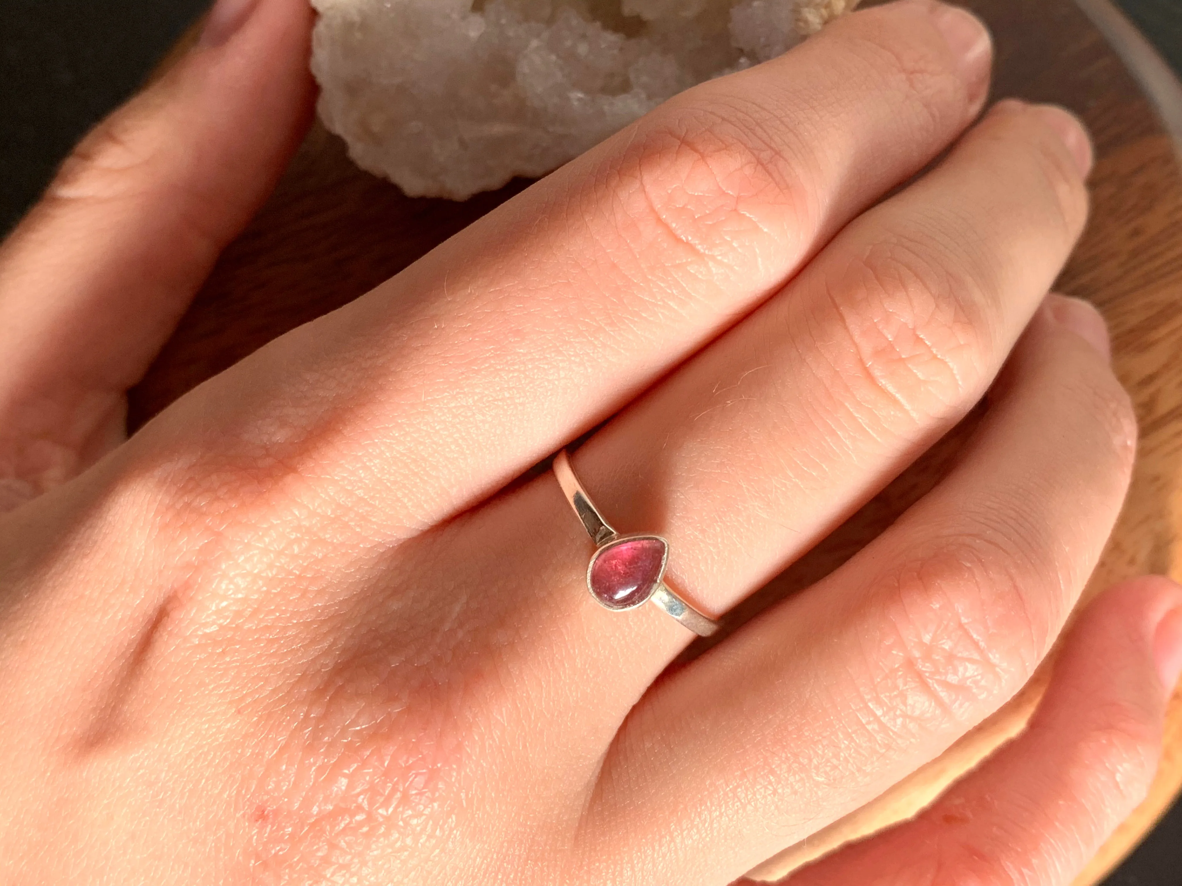 Pink Tourmaline Akoni Ring - XSmall Teardrop