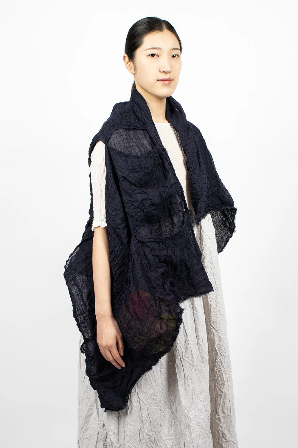 Pockets Shawl Yukata Blue