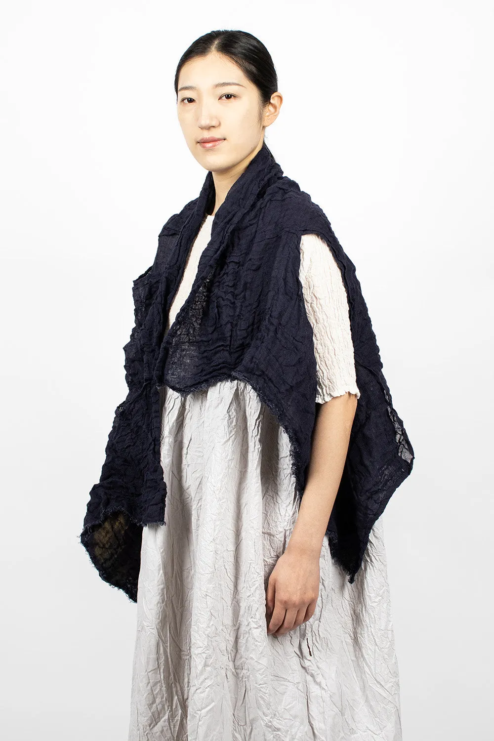 Pockets Shawl Yukata Blue