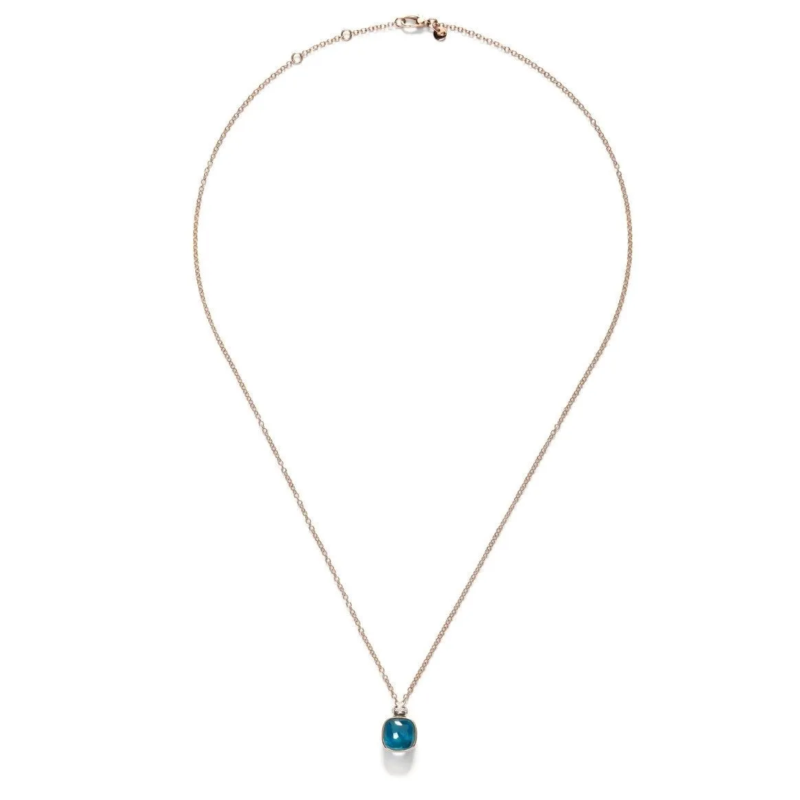 Pomellato - Nudo - Pendant Necklace with London Blue Topaz, 18k Rose Gold and Diamonds.