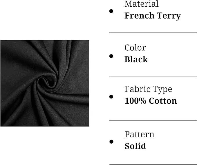 Premium 100% Cotton French Terry Fabric - Soft & Durable