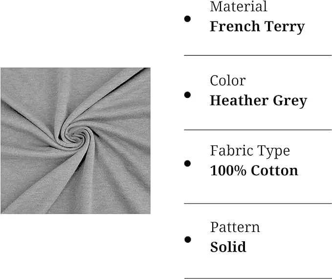 Premium 100% Cotton French Terry Fabric - Soft & Durable