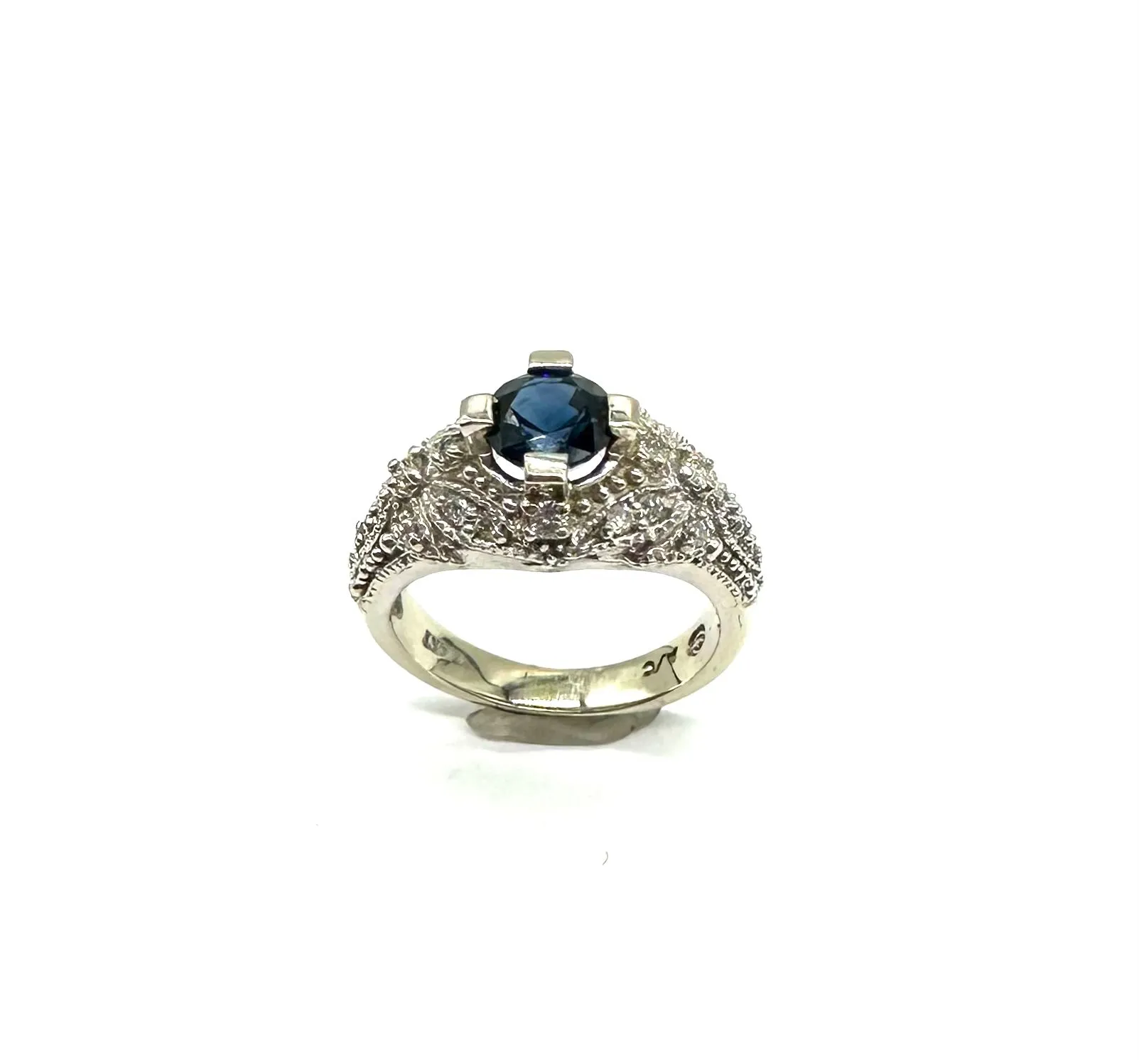 Sapphire & Diamond Milgrain Ring