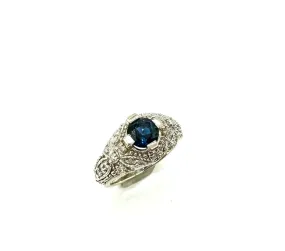 Sapphire & Diamond Milgrain Ring