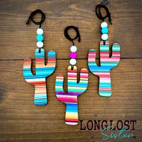 Serape Leatherette Cactus Car Charms