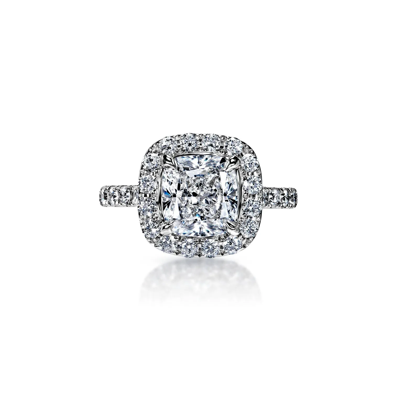 Shelby 3 Carat G VS2 Cushion Cut Diamond Engagement Ring in 18k White Gold. GIA Certified. By Mike Nekta