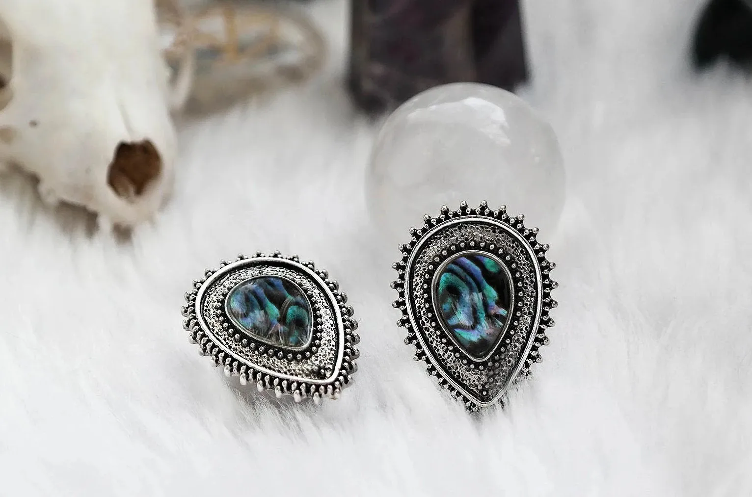 Silver Abalone Teardrop Plugs