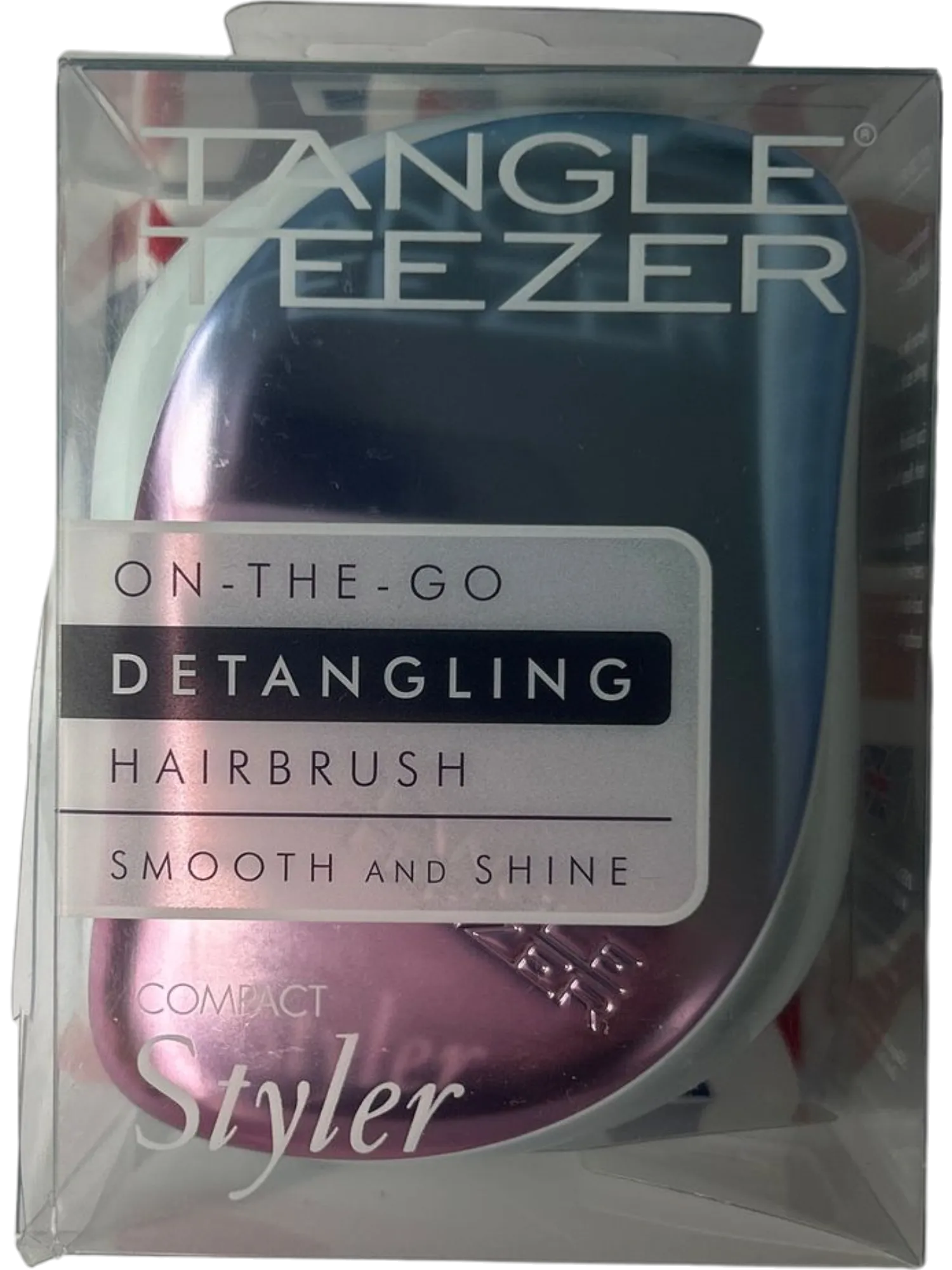 Tangle Teezer Compact Styler Detangling Hairbrush Smooth and Shine Pink/Blue Chrome