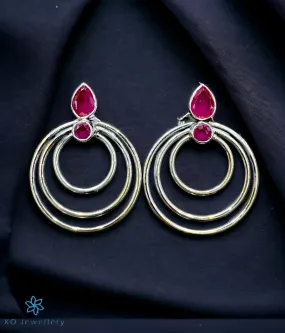 The Lipika Silver Gemstone Earrings (Red)