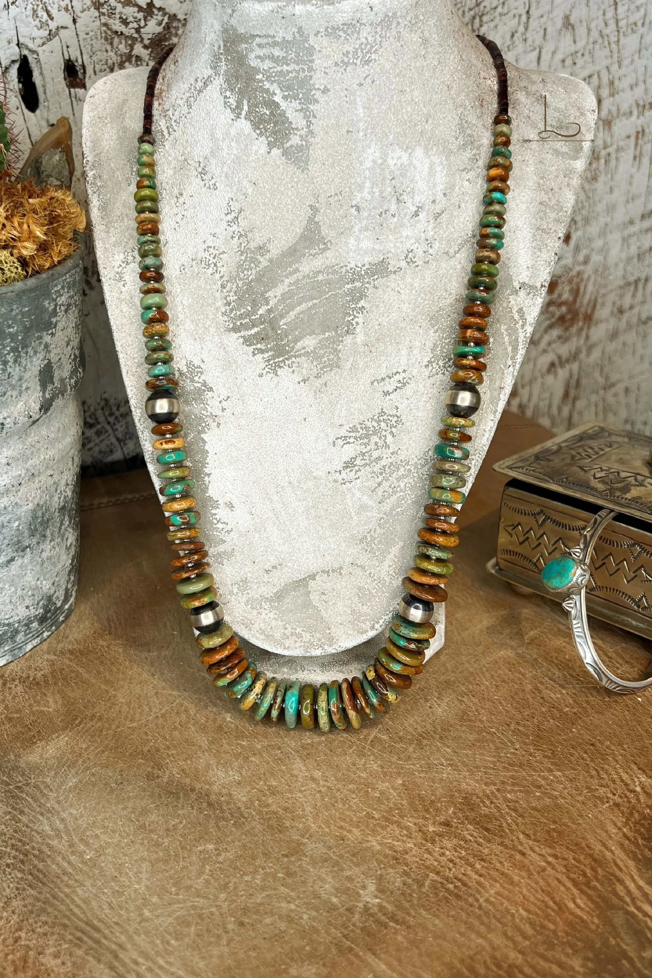 The Rondelle Kingman Turquoise & Sterling Pearl Necklace