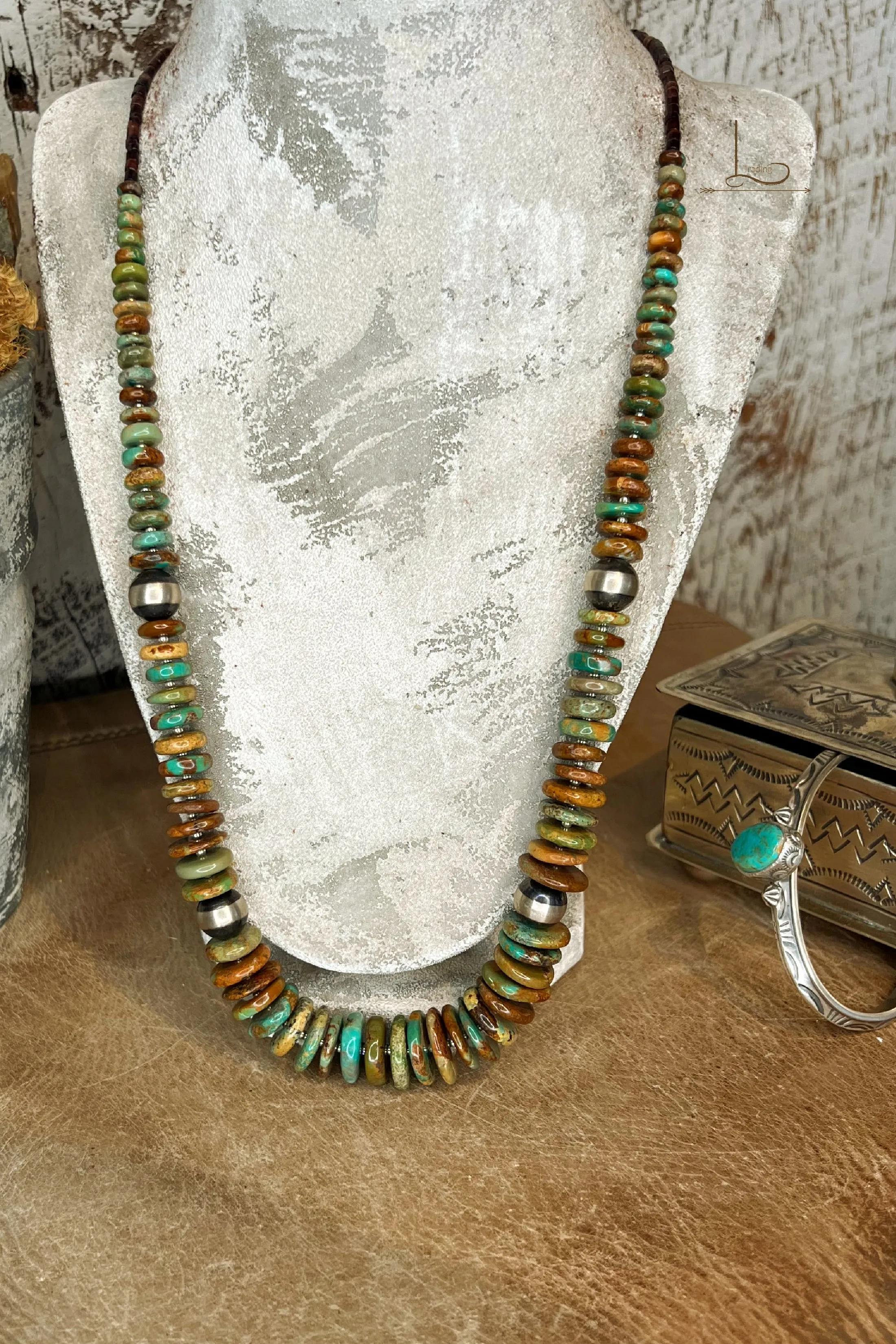 The Rondelle Kingman Turquoise & Sterling Pearl Necklace