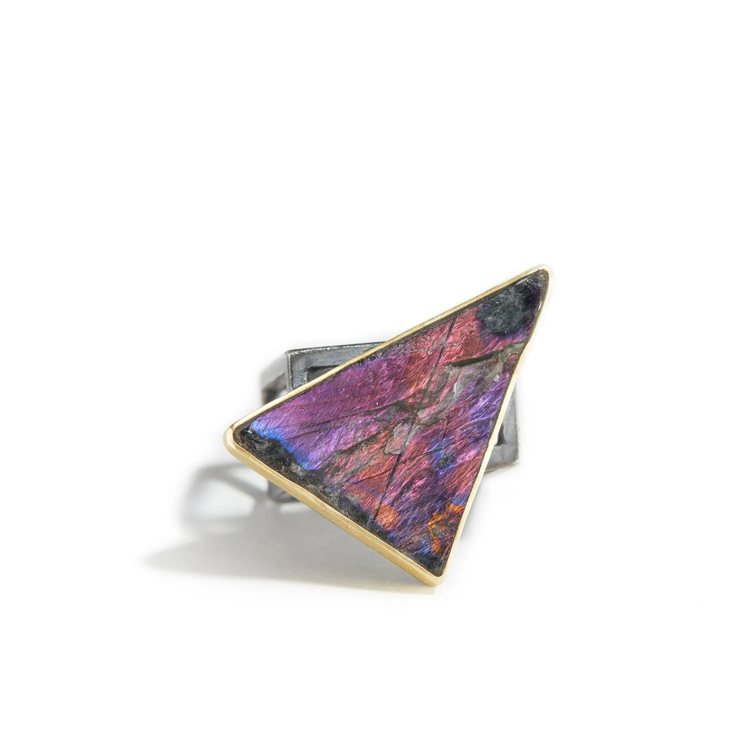 Triangular Spectrolite Ring