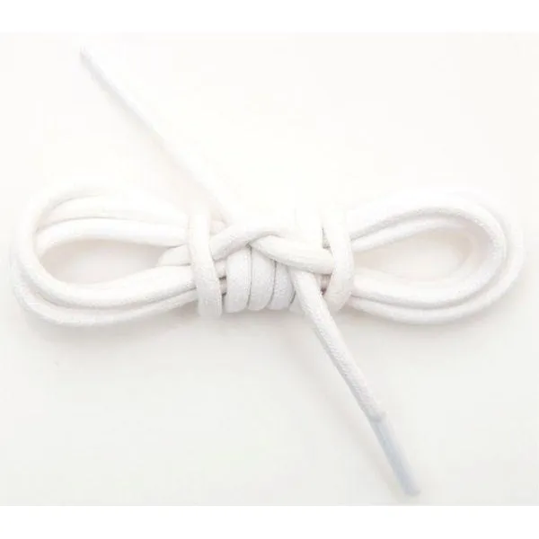 Waxed Cotton Round Laces Custom Length with Tip - White (1 Pair Pack) Shoelaces