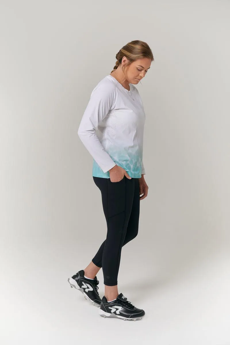 Women's Long Sleeve Training Top - Sparkling Ocean