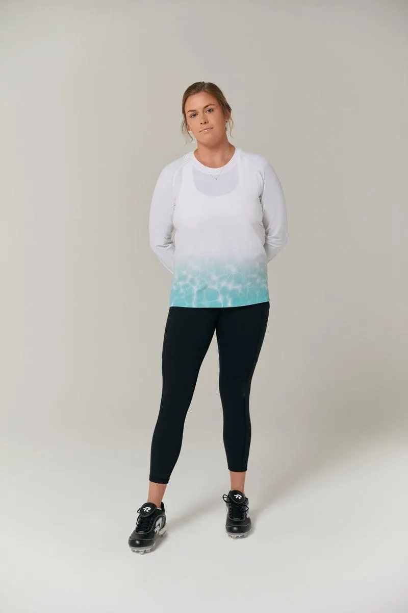 Women's Long Sleeve Training Top - Sparkling Ocean