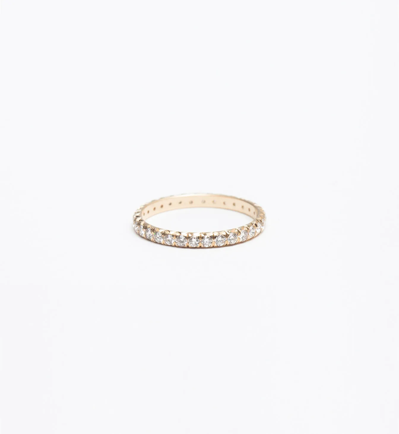 Yellow Gold & White Diamond 2 mm Attelage French-Cut Pavé Band