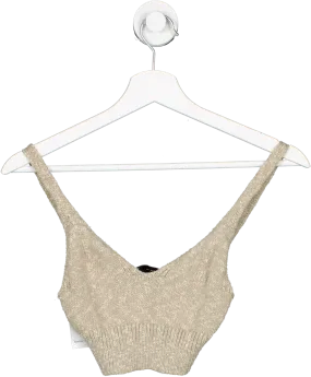 ZARA Beige Cotton Linen Blend Top UK XS