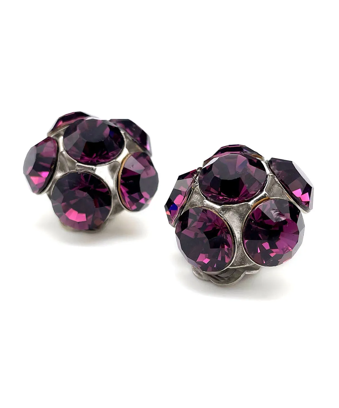 【ドイツ買付】ヴィンテージ SEIBOTH パープル ガラス イヤリング/Vintage SEIBOTH Purple Glass Clip On Earrings