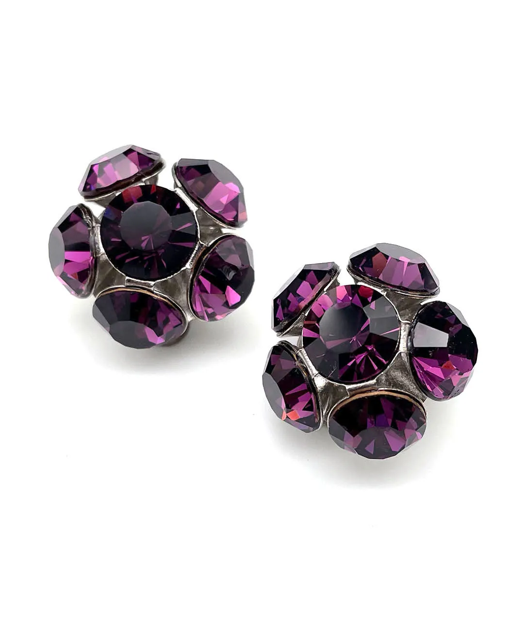 【ドイツ買付】ヴィンテージ SEIBOTH パープル ガラス イヤリング/Vintage SEIBOTH Purple Glass Clip On Earrings