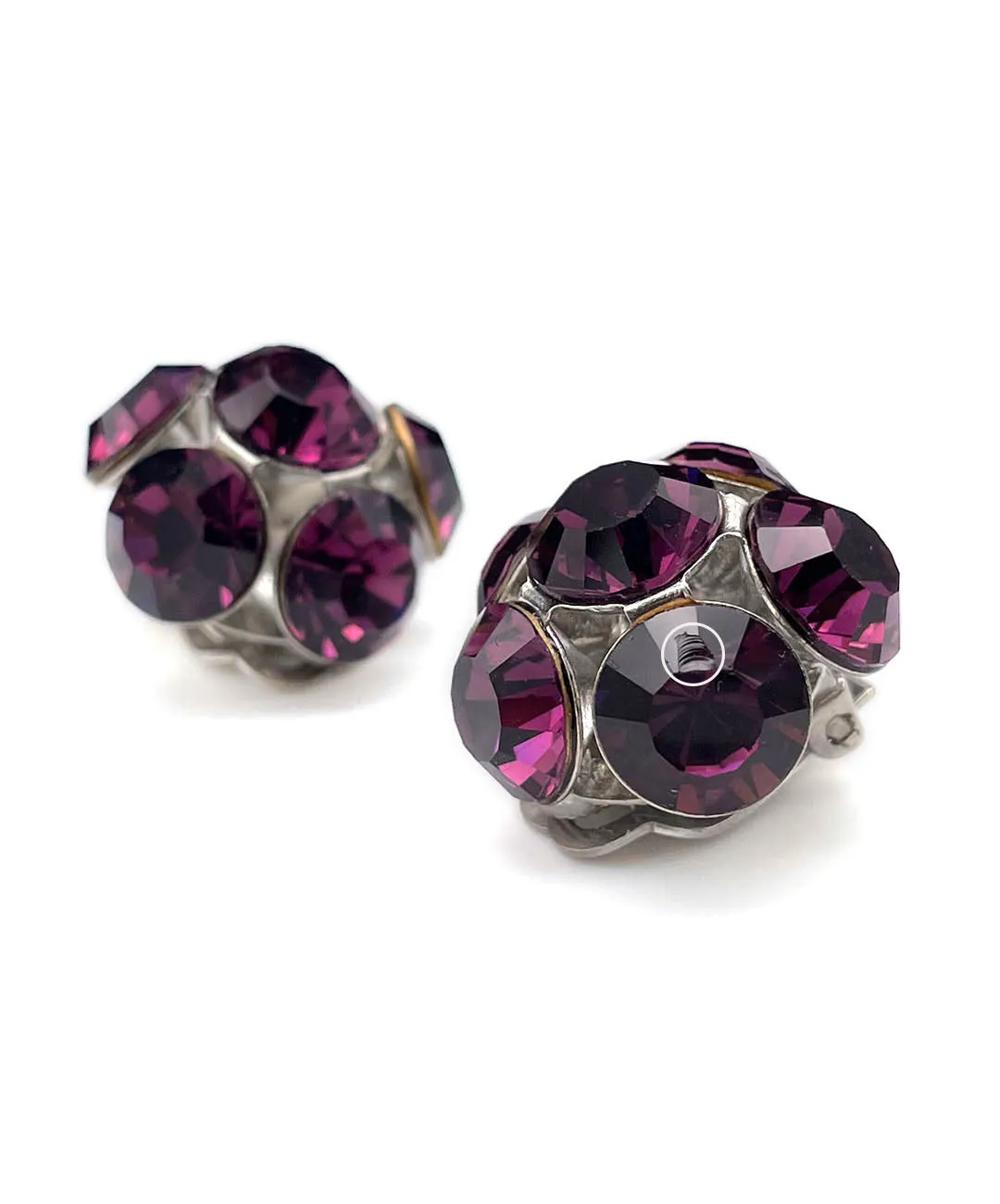 【ドイツ買付】ヴィンテージ SEIBOTH パープル ガラス イヤリング/Vintage SEIBOTH Purple Glass Clip On Earrings