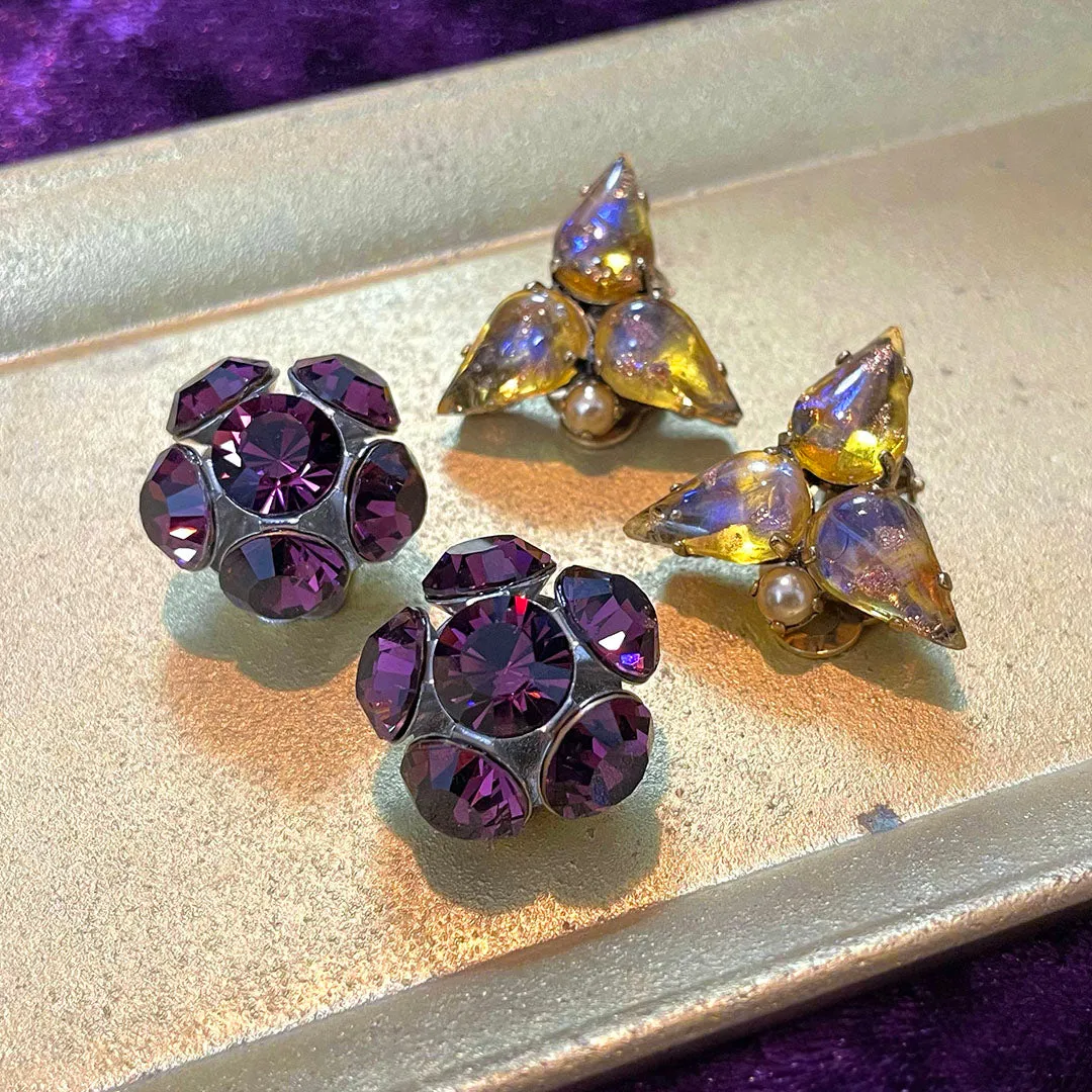 【ドイツ買付】ヴィンテージ SEIBOTH パープル ガラス イヤリング/Vintage SEIBOTH Purple Glass Clip On Earrings