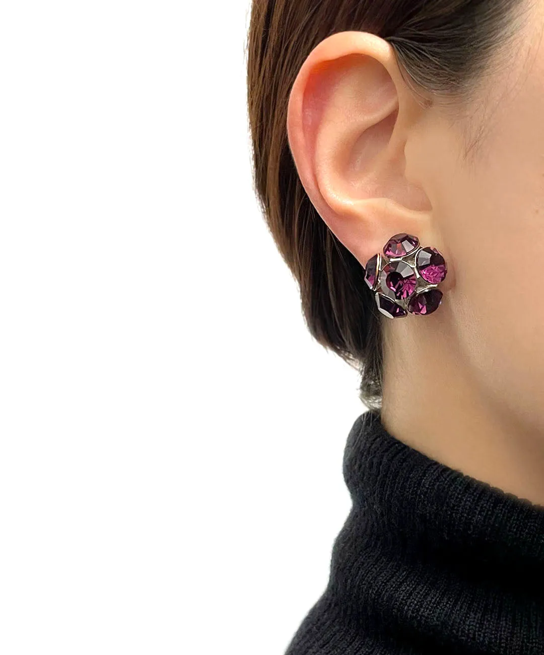 【ドイツ買付】ヴィンテージ SEIBOTH パープル ガラス イヤリング/Vintage SEIBOTH Purple Glass Clip On Earrings